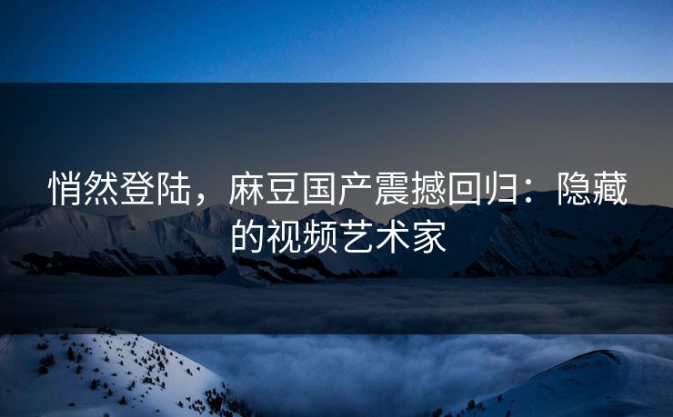 悄然登陆，麻豆国产震撼回归：隐藏的视频艺术家  第1张