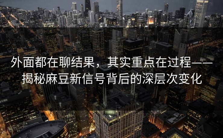 外面都在聊结果,其实重点在过程——揭秘麻豆新信号背后的深层次变化 第1张 外面都在聊结果,其实重点在过程——揭秘麻豆新信号背后的深层次变化 第1张