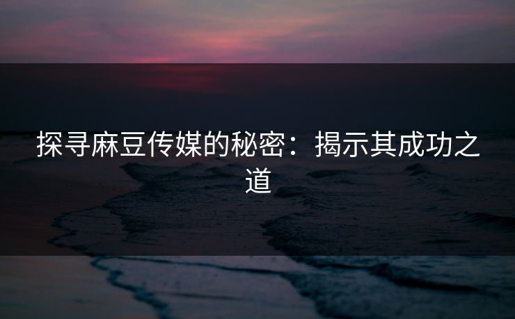 探寻麻豆传媒的秘密：揭示其成功之道  第1张