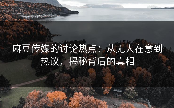 麻豆传媒的讨论热点：从无人在意到热议，揭秘背后的真相  第1张
