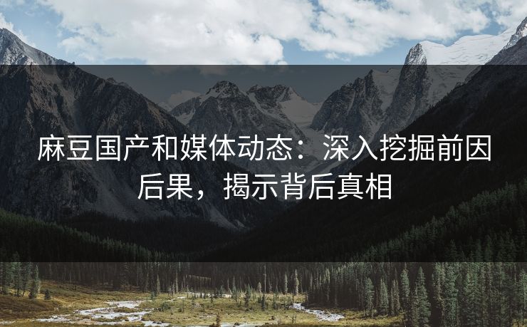 麻豆国产和媒体动态：深入挖掘前因后果，揭示背后真相  第1张