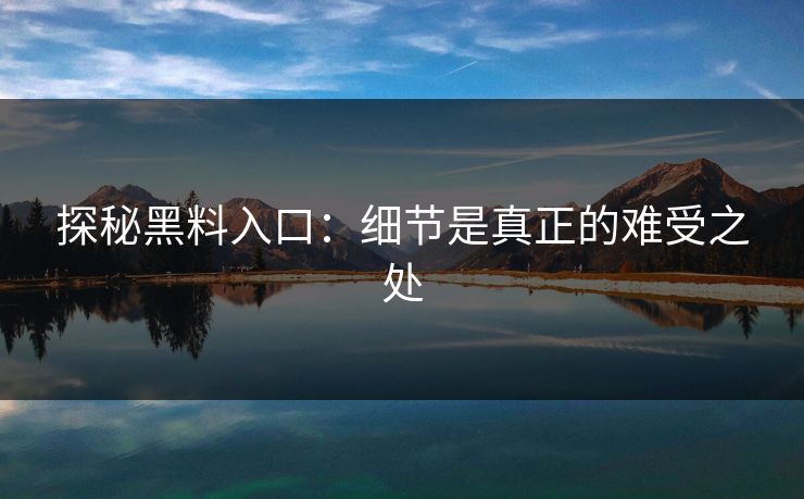 探秘黑料入口:细节是真正的难受之处 第1张 探秘黑料入口:细节是真正的难受之处 第1张